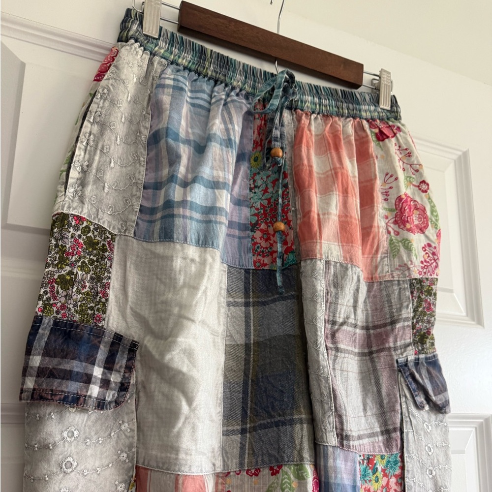 Young Threads Patchwork Pants NWT Medium Boho Cot… - image 7